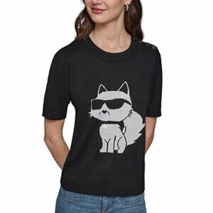 KARL LAGERFELD PARIS Choupette graphic sweater top